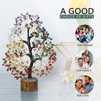 NARIBABU Seven Chakra Tree - Crystal Money Tree - Crystals and Gemstones Healing - Chakra Crystal Tree - Meditation Accessories - Home Decor - Spiritual Gifts for Women