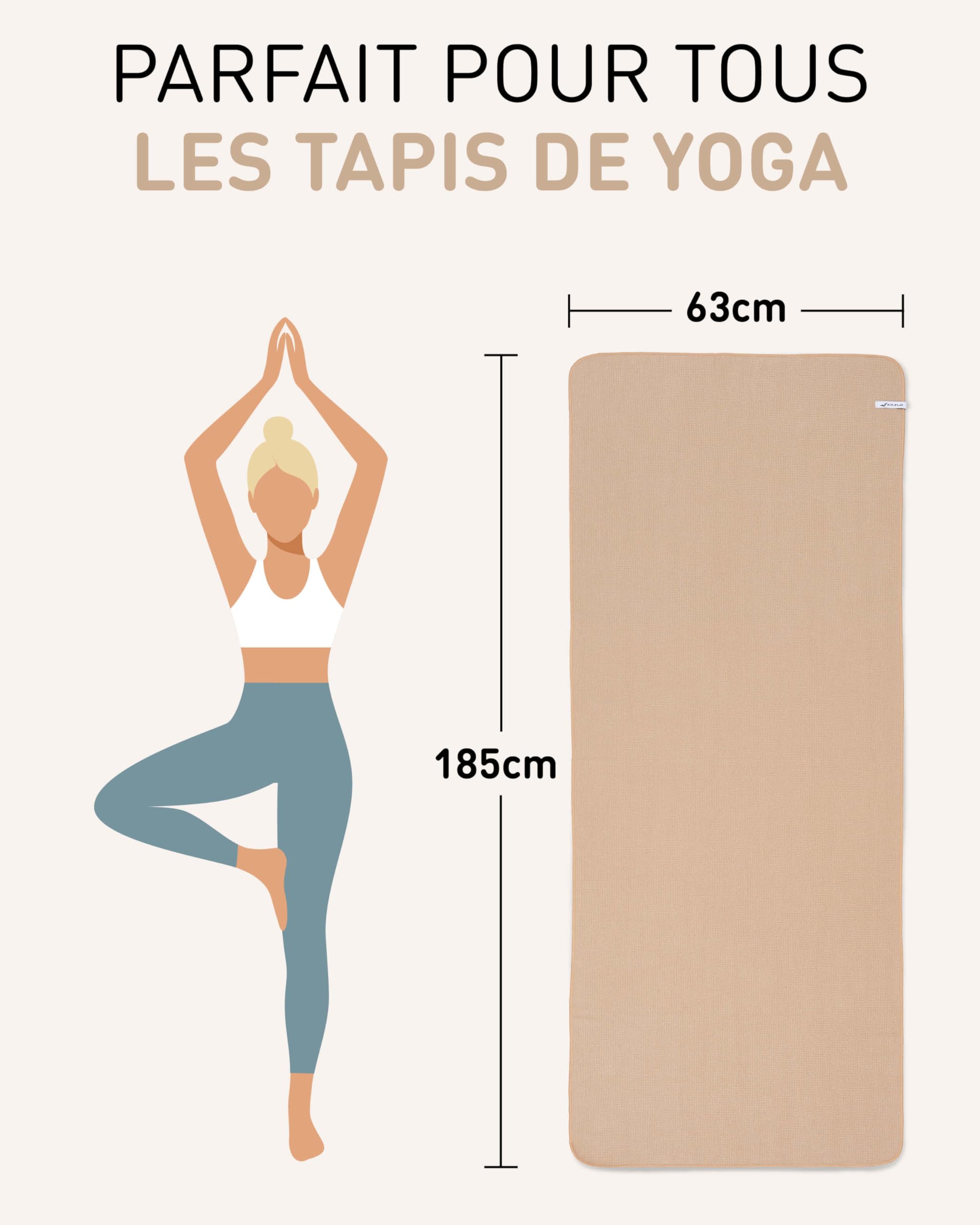 Fit-Flip Serviette de Yoga antidérapante avec Picots - Couverture hygiénique pour Tapis de Yoga - Serviettes en Microfibre à séchage Rapide - comme Serviette Sport et Pilates - Cream 185 x 63