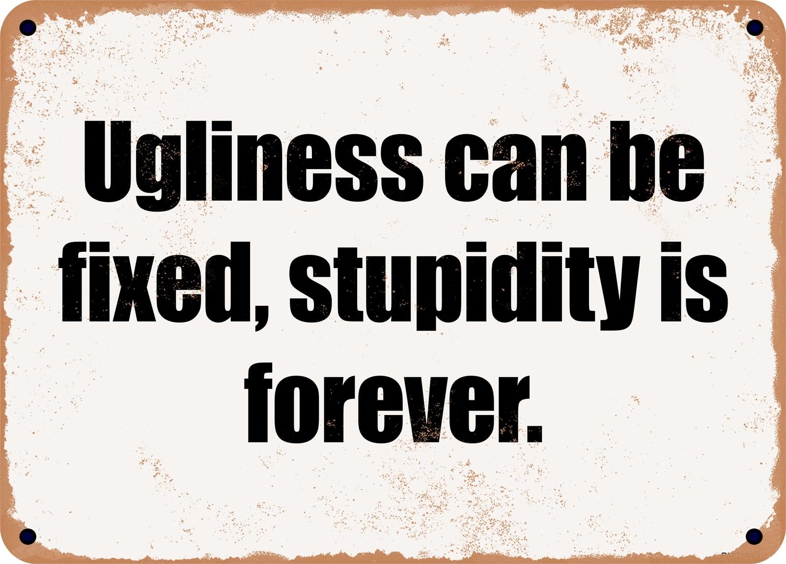 Miaomansenstore Metal Sign - Ugliness Can Be Fixed, Stupidity Is Forever Home Decor
