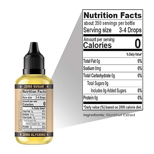 Miniatura 2 de Monk Drops Edulcorante líquido 100 de fruto del monje no glucémico cero calorías cero azúcar sin agua añadida concentrado de fruto del monje 350