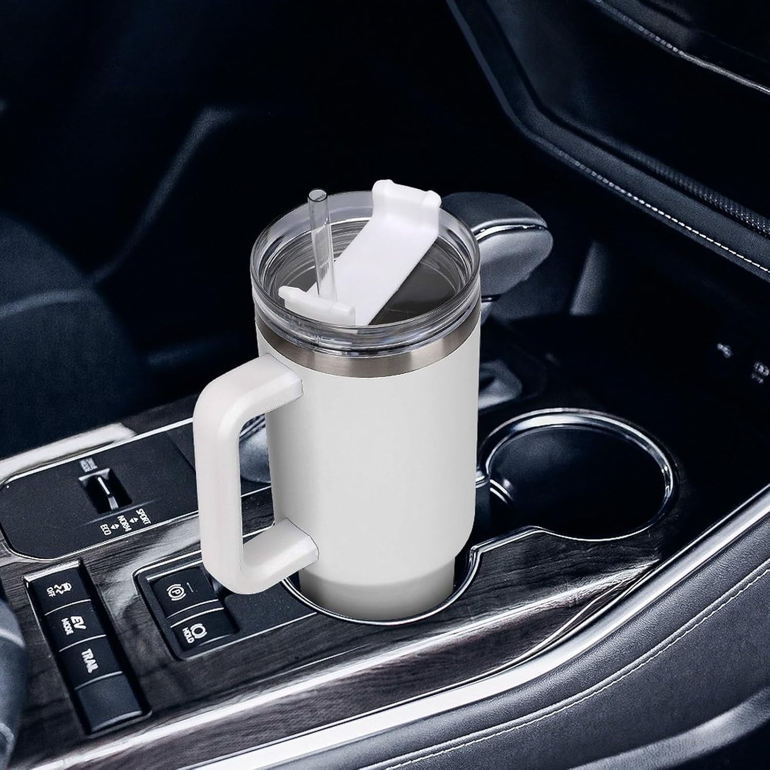 Heart ECG Print Insulated Car Cup with Handle Stainless Steel Tumbler Coffee Travel Mug for Cold Hot Drinks White-style