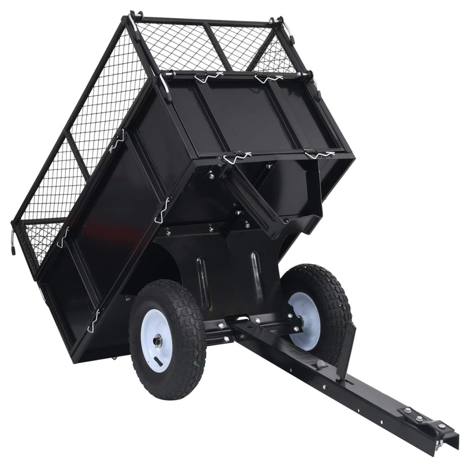 Remolque para tractor cortacésped con ruedas neumáticas, carro de jardín de 150 kg de carga