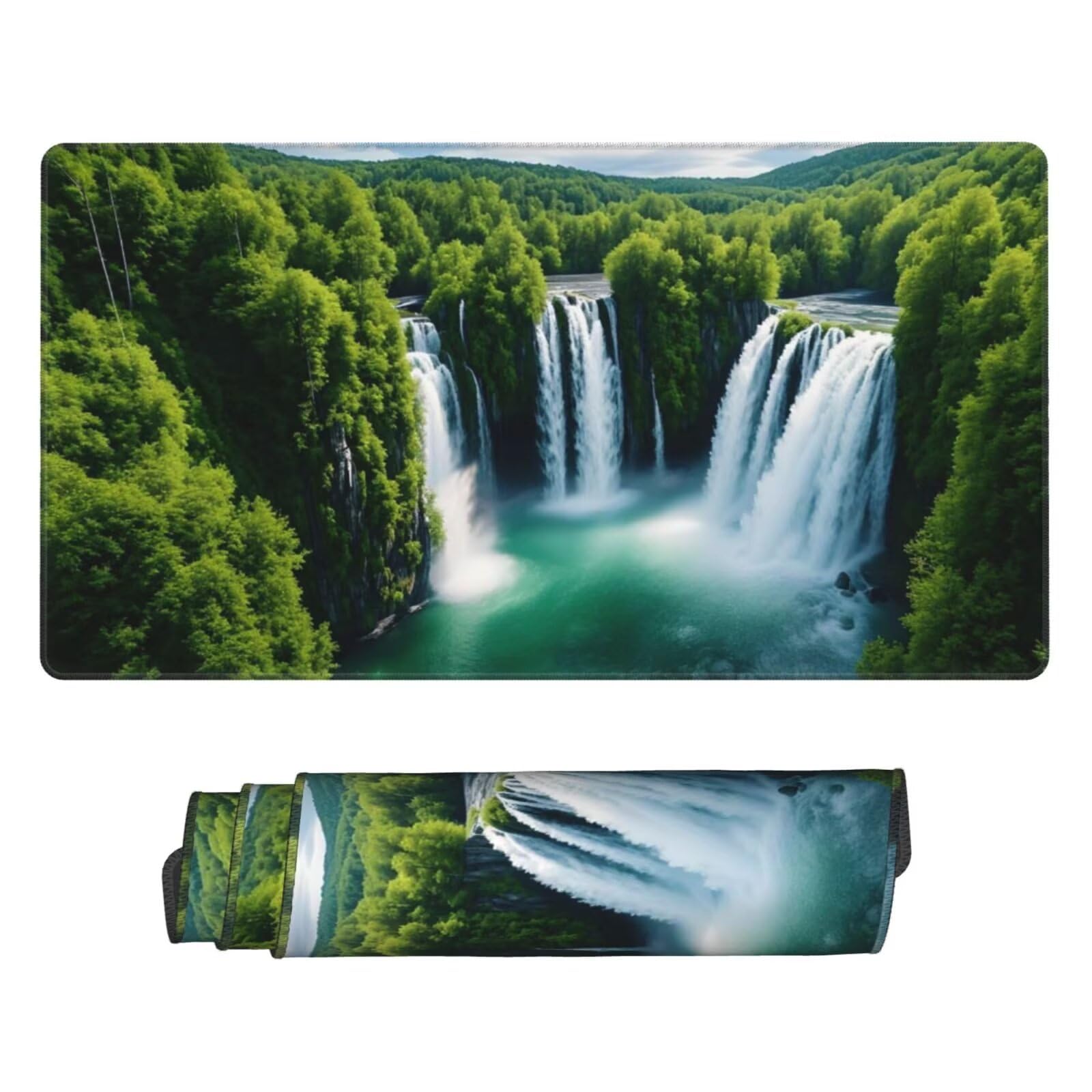 Podkładka pod mysz XXL 1200 x 600 mm, jesienna zielona podkładka pod mysz XXL 120 x 60 cm, wodoodporna antypoślizgowa podkładka pod biurko zszyte krawędzie, podkładka pod mysz z antypoślizgową gumową