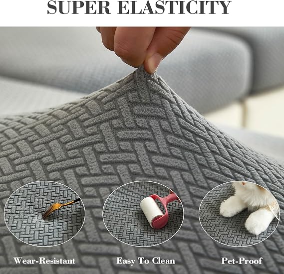 Couch Cushion Covers Sofa Covers Couch Covers for Sofa Pet Friendly Universal Sofa Covers Washable Stretch Slipcovers for Sectional Sofa (Texture Gray,Large Single Seat Cover)