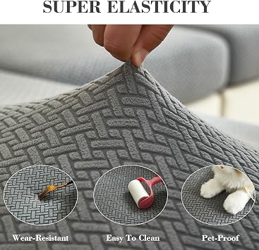 Couch Cushion Covers Sofa Covers Couch Covers for Sofa Pet Friendly Universal Sofa Covers Washable Stretch Slipcovers for Sectional Sofa (Texture Gray,Large Single Seat Cover)