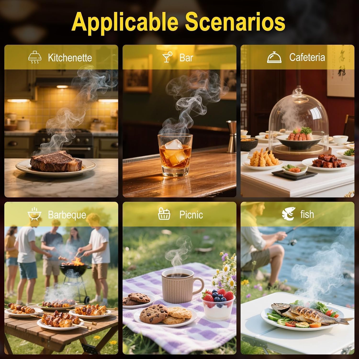 BORUIT Kit per affumicatore per cocktail, ricaricabile, regolabile, con 3 impostazioni, spegnimento automatico e 4 sapori, trucioli di legno con kit vecchio stile affumicato, regalo per uomini, papà