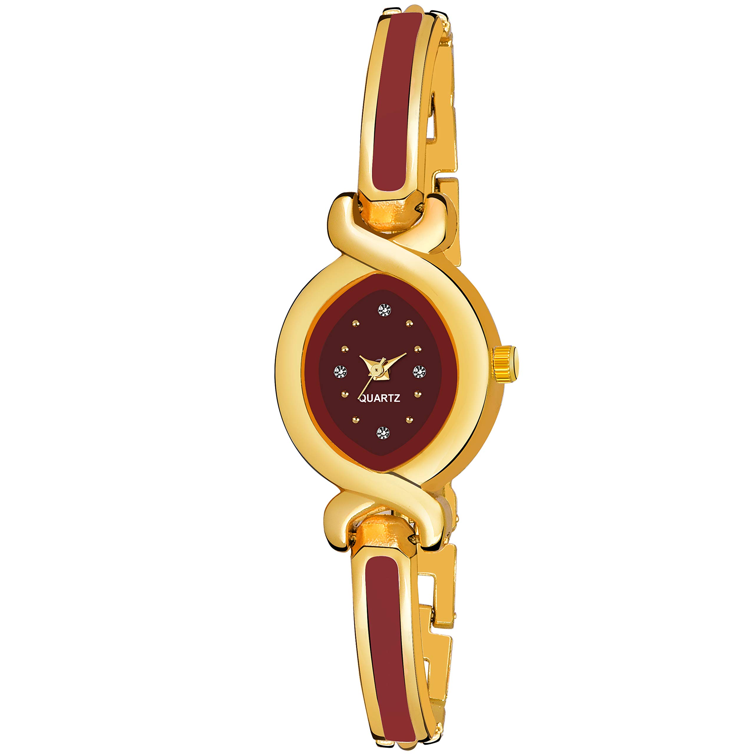 Niyati NxWhite Dial Maroon Bangle Watch Analog Watch - for Girls