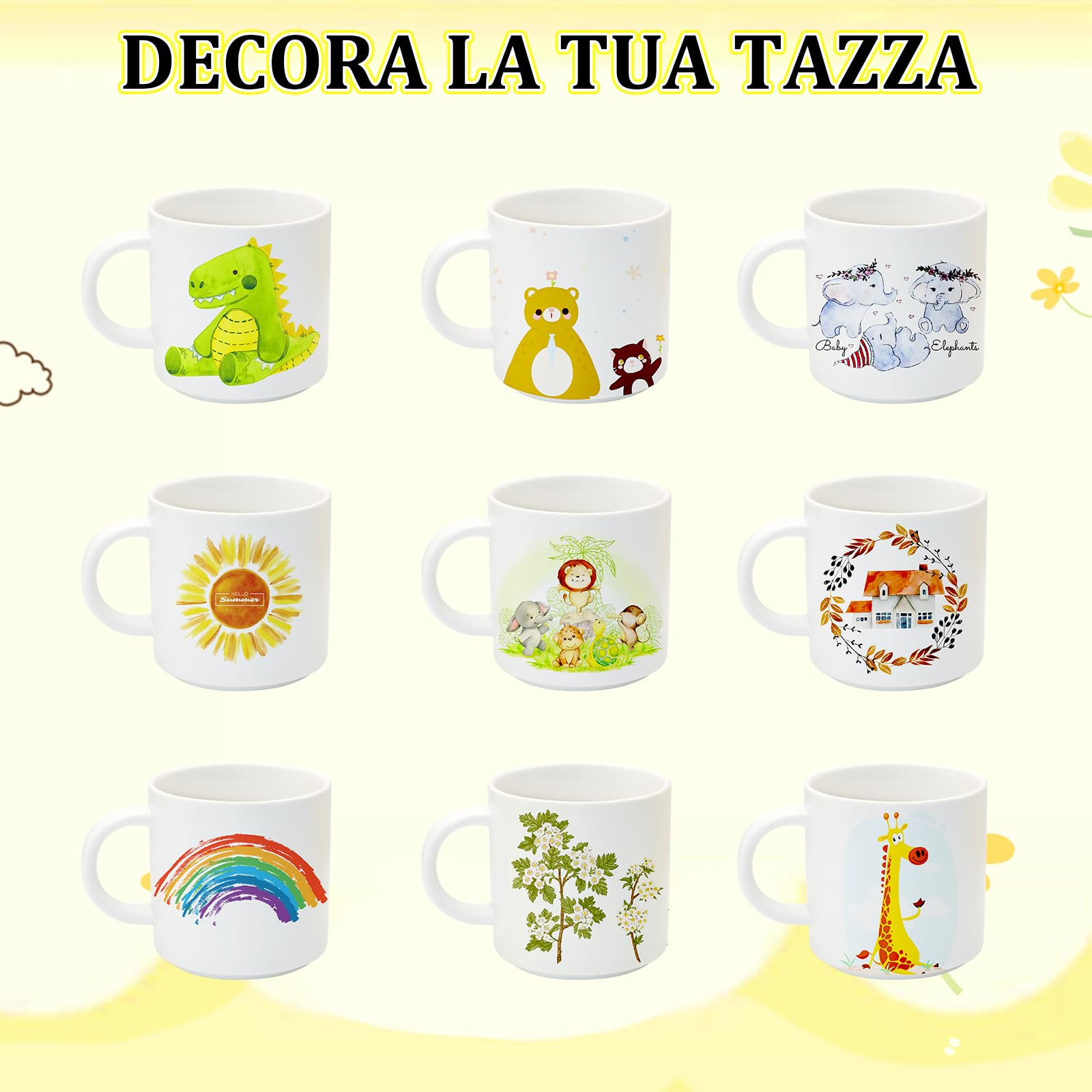 Scettar Paintable Mug Kit, Tazze da Dipingere Kit, Set di Ceramica Fai Da Te, Include Tazze, Colori, Pennelli, Spugne, Tavolozze, Borsa Portaoggetti, Manuale di Istruzioni, Regalo Creativo per Adulti