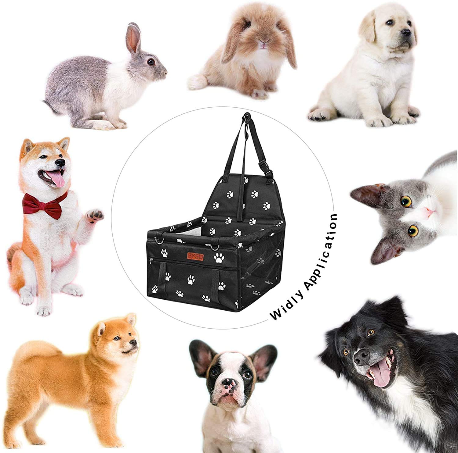 BYGD Siège d'appoint pour Chien avec Tige de Support de nivellement, siège d'auto pour Chien adapté aux Animaux de Petite et Moyenne Taille.