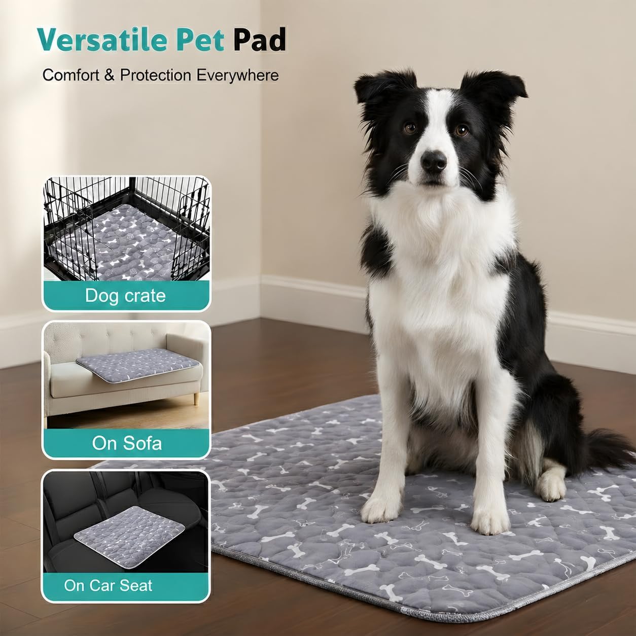 2 Pack Puppy Pads with Pheromones, Washable Puppy Pee Pads, Reusable Pads for Dogs & Cats, Leakproof & Odor Control, Non-Slip Training Pads for Home & Travel, 16"x24" (Lint Roller Included)