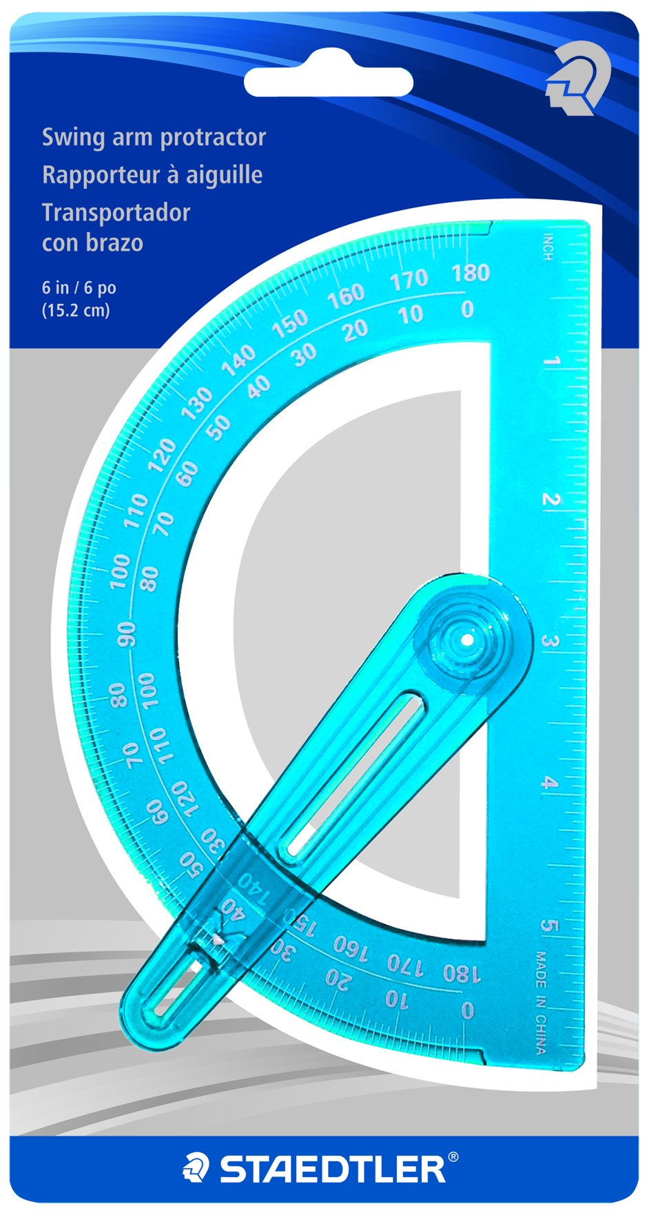 Staedtler 56854-15BKST Plastic Protractor with Swing Arm-6"