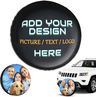 Custom Spare Tire Cover Personalized Design Your Own Picture Text Logo Tire Covers Waterproof Tire Protector for RV SUV Trailer Camper (Leather, 17Inch(80-83cm))