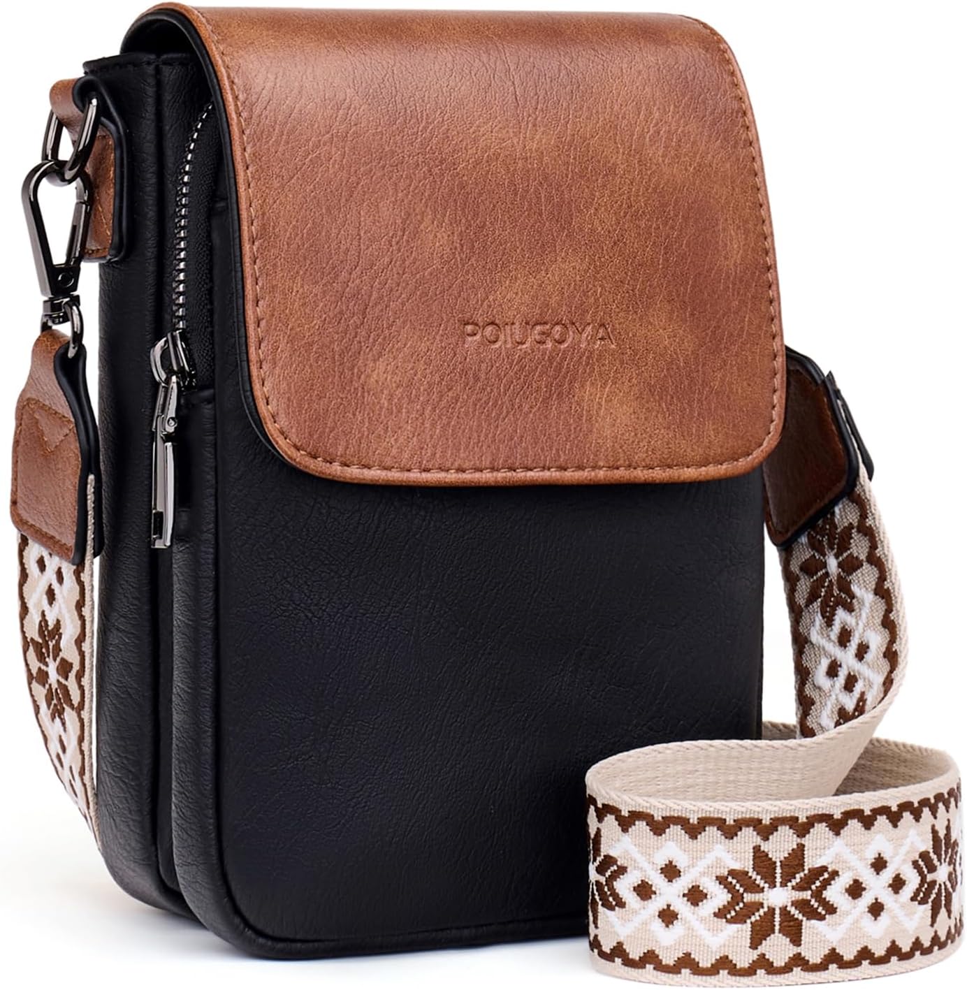 POIUGOYA Small Crossbody Bags for Women Trendy,Leather Triple Compartment Cell Phone Crossbody Wallet Purses with Card Slots | Small, Trendy, Triple Compartment, Cell Phone, with Card Slots, Small