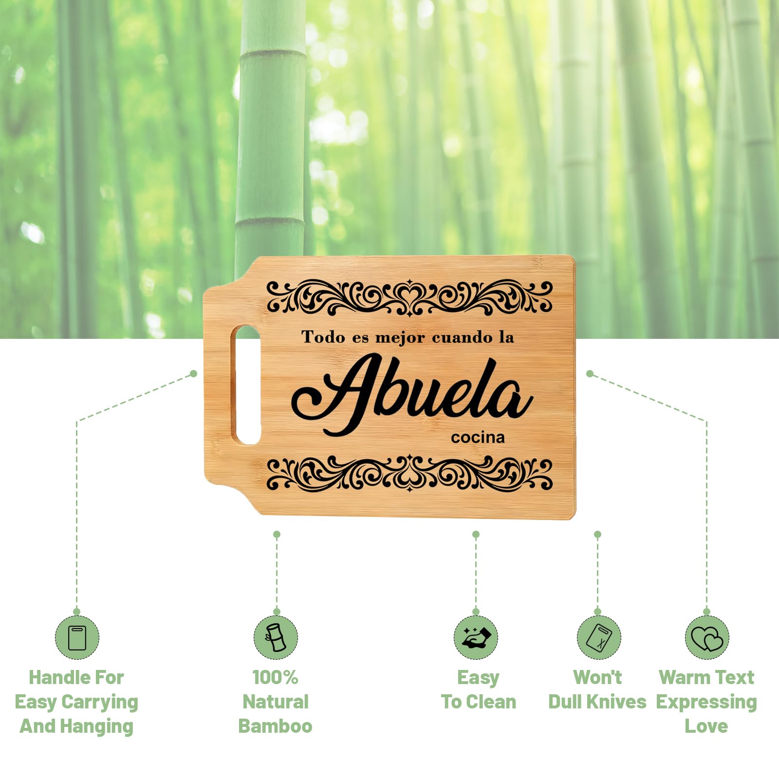 Abuela Cutting Board Gift - Kitchen Wall or Counter Decor, Mother's Day, Christmas & Birthday Gifts from Grandkids