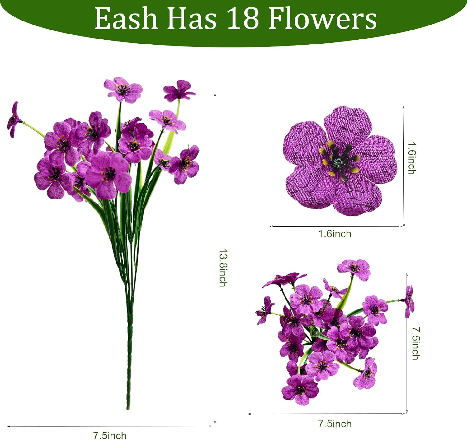 20 Pcs Plastic Flowers for Outdoors, Fake Outdoor Artificial Flowers for Outdoors UV Resistant, Fake Plants Artificial Plants Outdoor Plastic Plants, Silk Faux Spring Flowers for Outside - Image 3