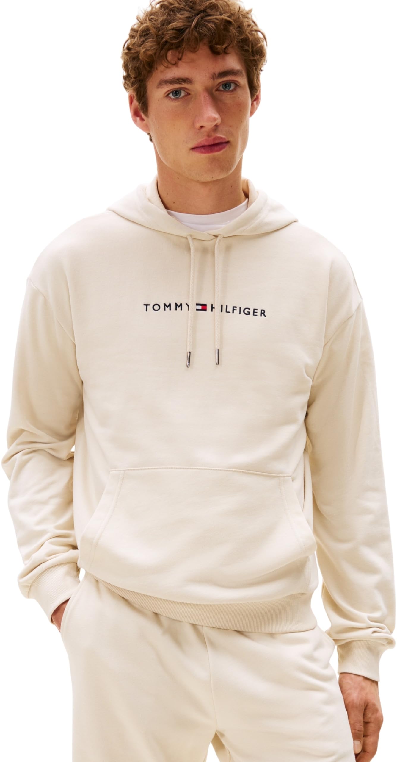 Tommy Hilfiger Men’s Hoodie, Off-White (Newsprint), S