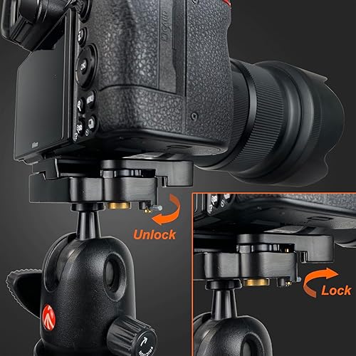 Miniatura 3 de SIOTI 323 RC2 Adaptador de placa de liberación rápida, adaptador de conexión rápida con placa de liberación rápida para monopod Manfroto, trípode