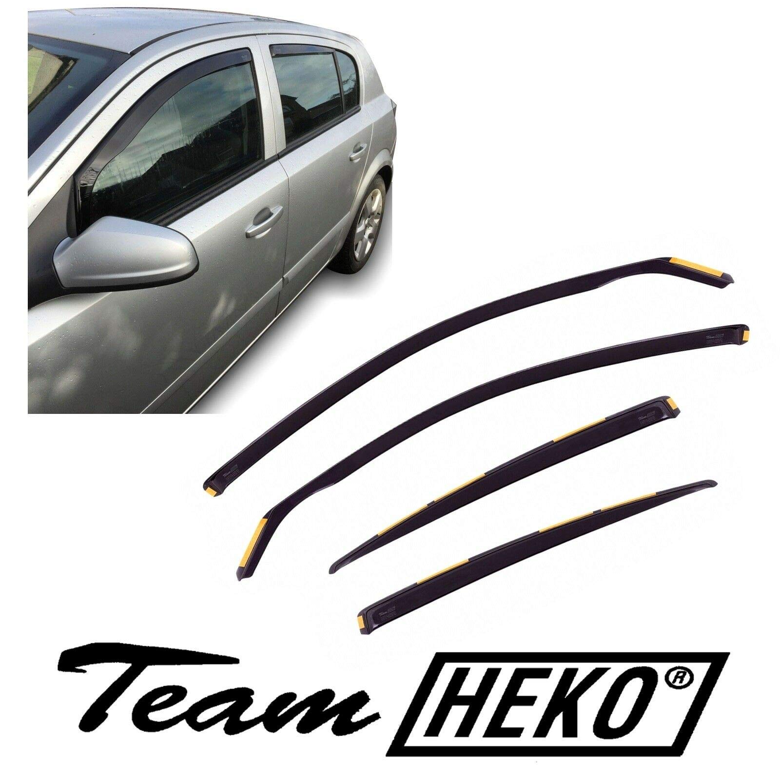 J&J AUTOMOTIVE Deflettori d'Aria per Opel Astra H 5-Porte Berlina 2007-2014, Set da 4 Pezzi, Nero Fumé Oscurato Heko