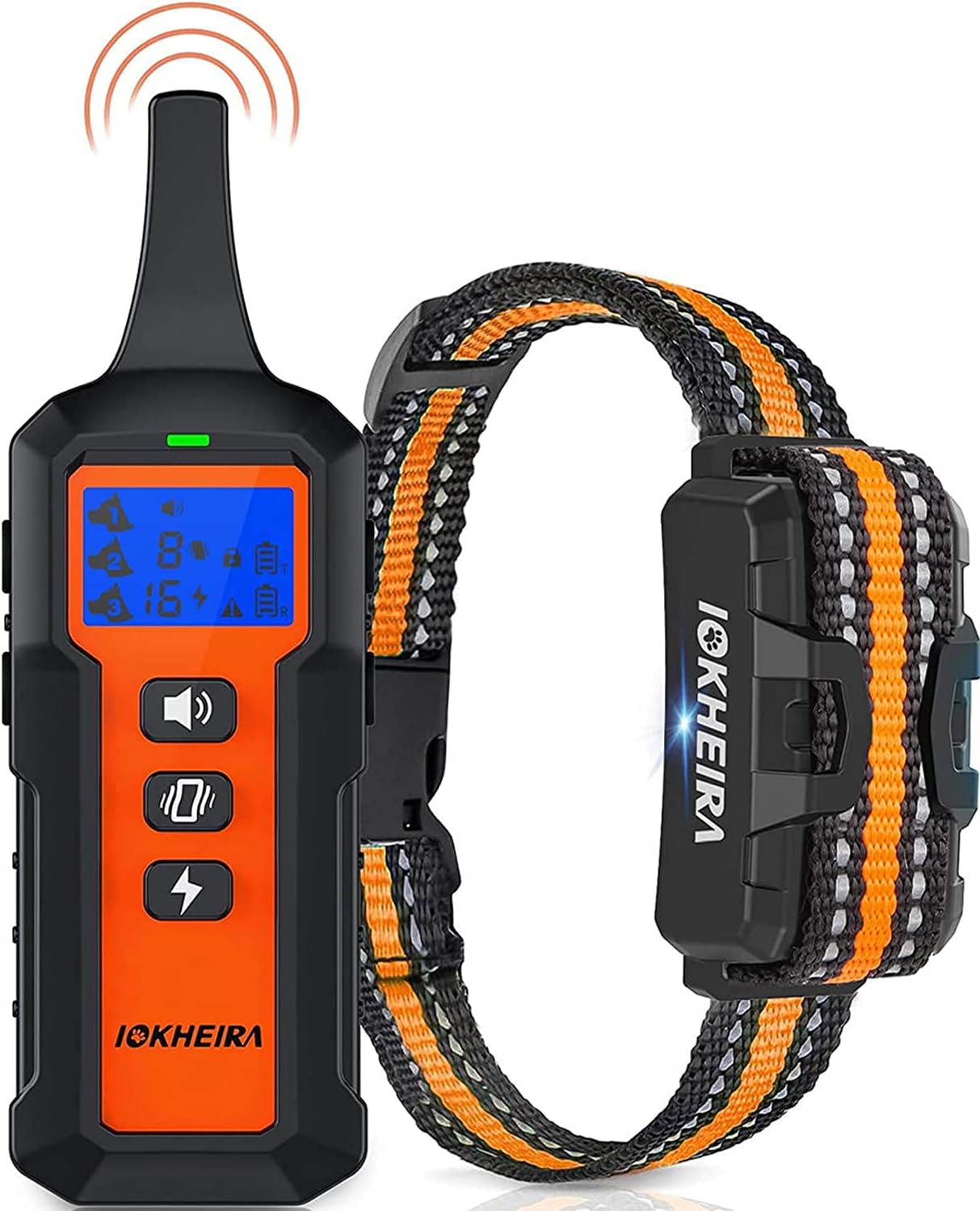 IOKHEIRA Dog Shock Collar with Remote for Large Dogs Waterproof Training Collar Rechargeable Receiver with Shock Vibration Beep Modes, 1800 Ft Remote Range Collars for Medium Large Dog