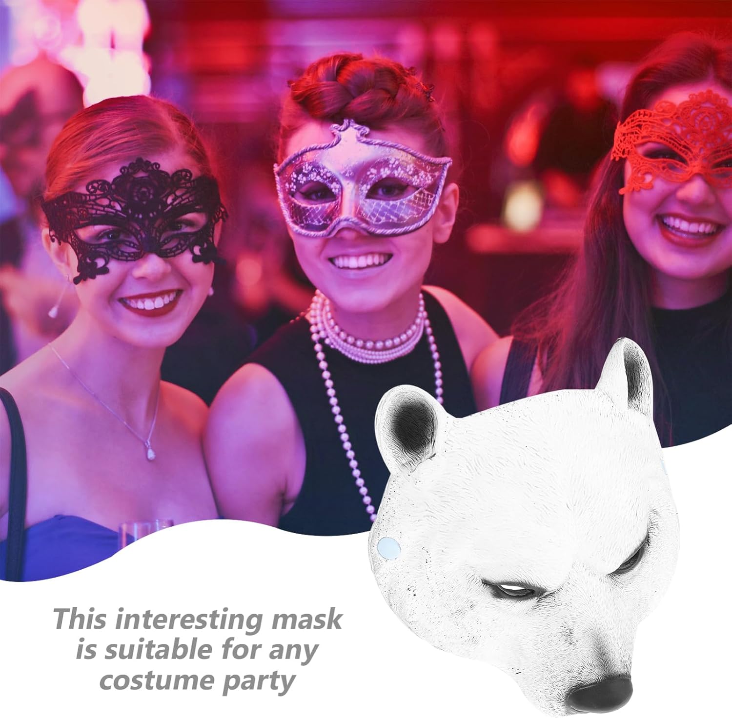 COLLBATH Animal Bear Mask Lightweight Pu Costume Prop for Parties and Masquerades Comfortable and Easy to Wear Animal Mask for Festivals and Halloween Celebrations