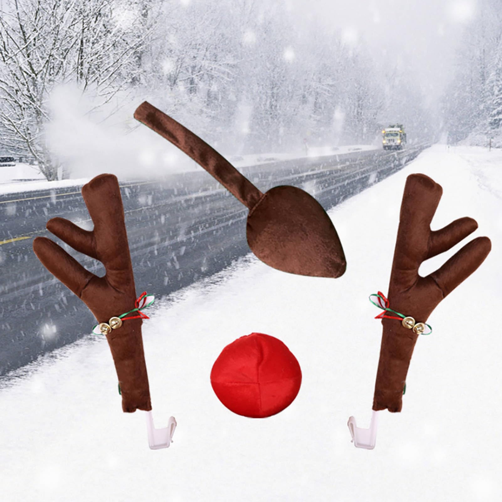 Voiture Noël Renne, kit Voiture Renne, kit Voiture Bois Noël avec Nez, Queue pour Voiture, Accessoires Vacances Camion