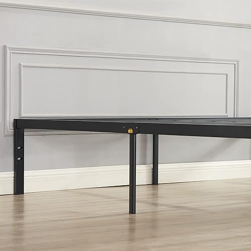 Miniatura 60 de Base de cama Vecelo, de 14 pulgadas, listones de acero resistente Plataforma metálica B,Plataforma plegable,Negro Metálico