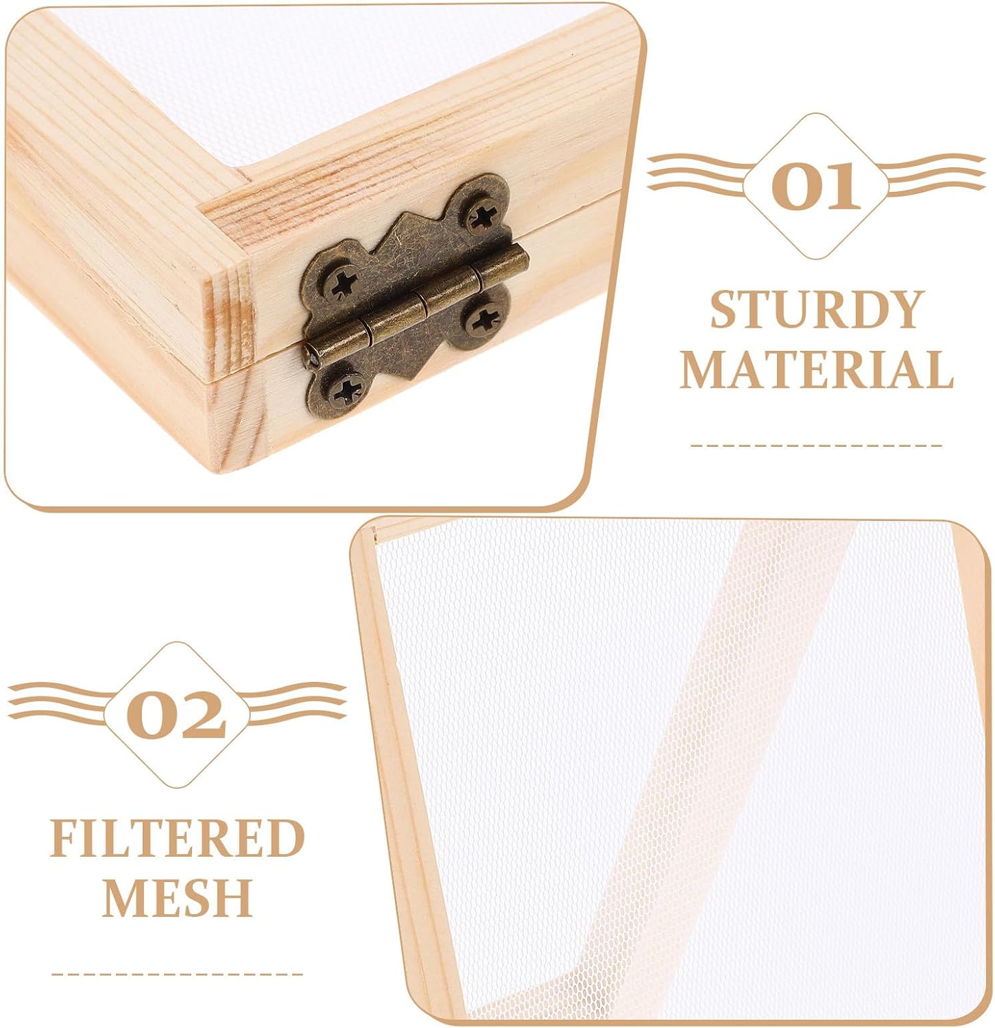 SOESFOUFU 5pcs Wooden Mesh Paper Making Frame Kit for Kids, DIY Papermaking Supplies, Deckle Mould Set for Homemade Card Crafts and Classroom Flower Artwork