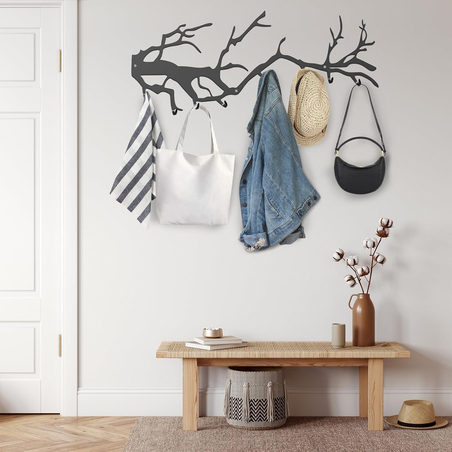 Vasttron Wall-Mounted Coat Rack Hooks, Coloured Metal Cloakroom Hooks, 6 Coat Hooks, Home Decorative Coat Hooks, Suitable for Bedroom, Living Room, Bathroom and Kitchen