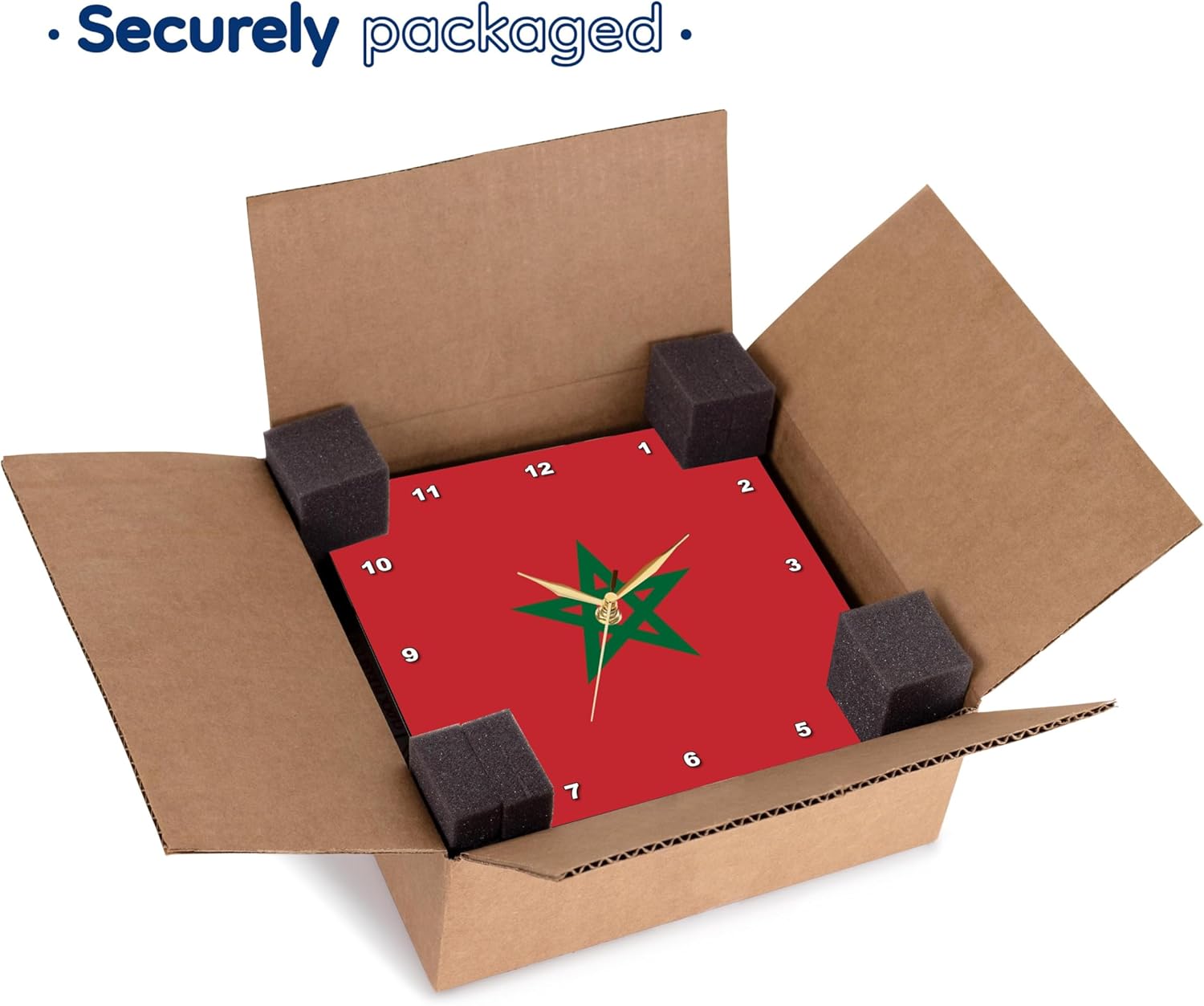 3dRose DPP_158383_3 Flag of Morocco Moroccan Red with Green Pentagram Star Seal Ensign Africa African World Country Wall Clock, 15 by 15-Inch