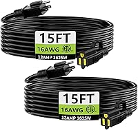 Vista 46 de HUANCHAIN Cable de extensión para exteriores de calibre 14/3 de 25 pies, resistente al agua, con cable eléctrico de 3 clavijas iluminado y flexible