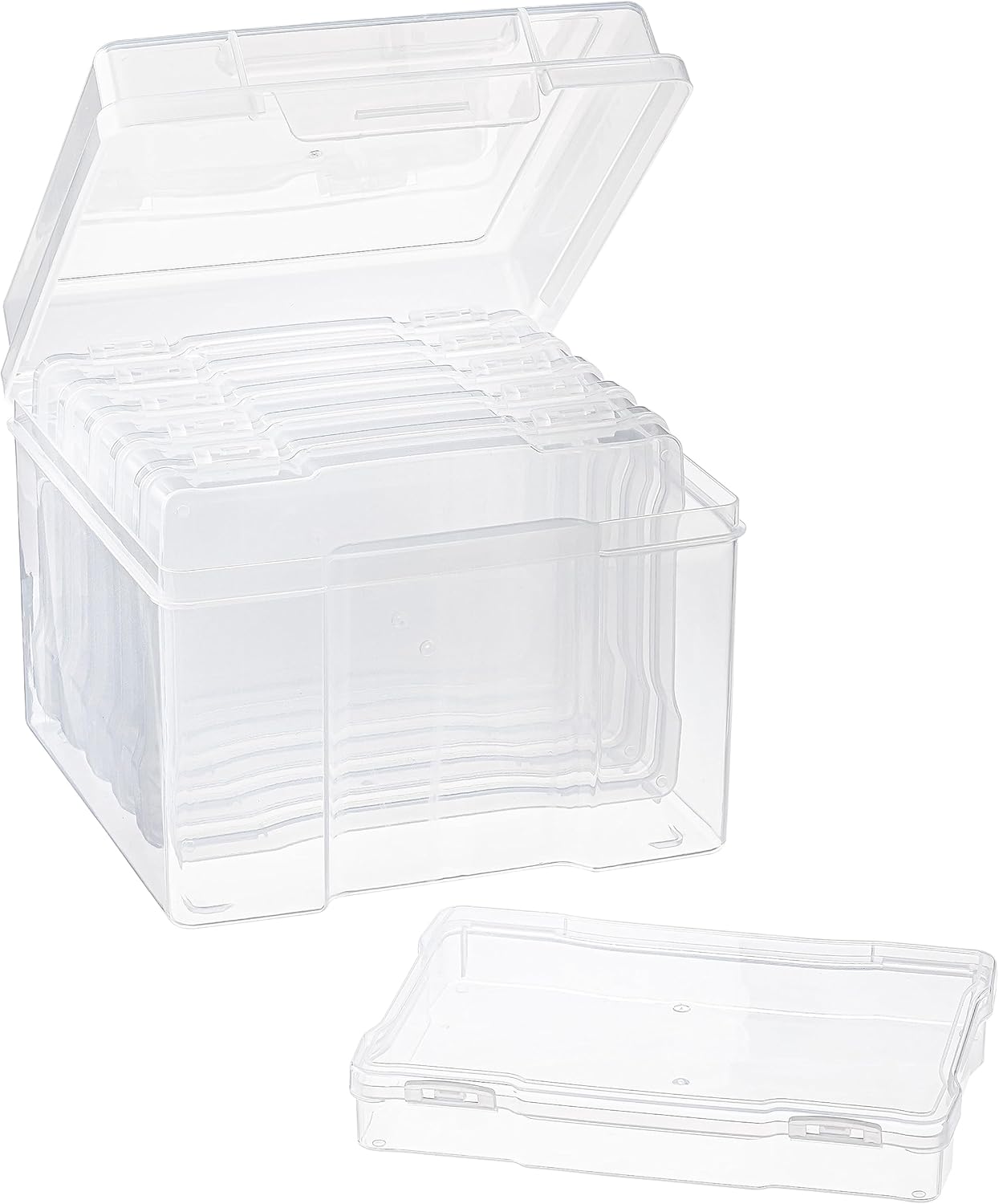 Simply Tidy 5” x 7” Plastic Photo Storage Keeper Box - Organize Up to 600 Photos - Bulk 6 Pack