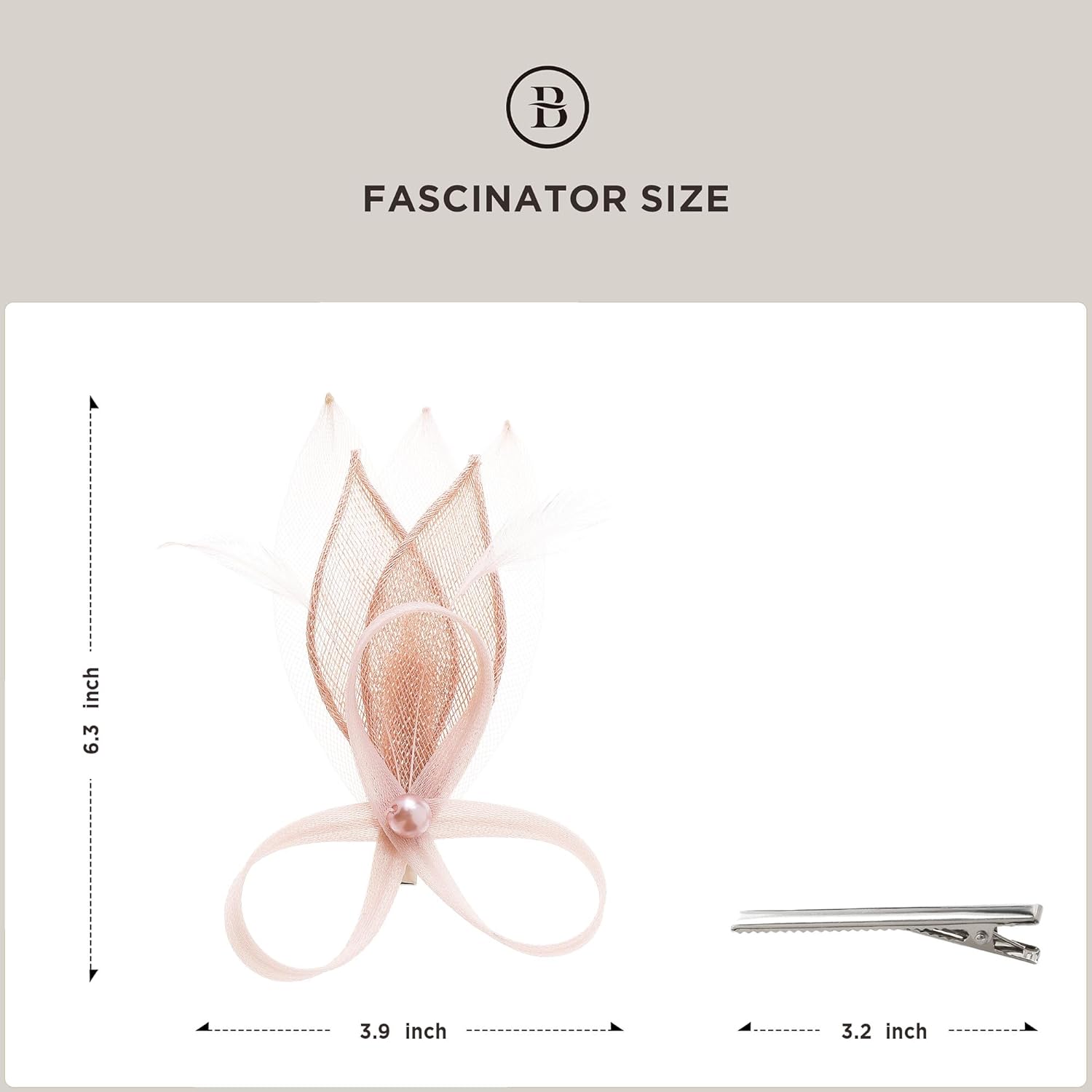 BABEYOND Fascinator Hair Clip for Women - Tea Party Kentucky Elegant Chic Mesh Feather Flower Bridal Wedding Headpiece - Image 6