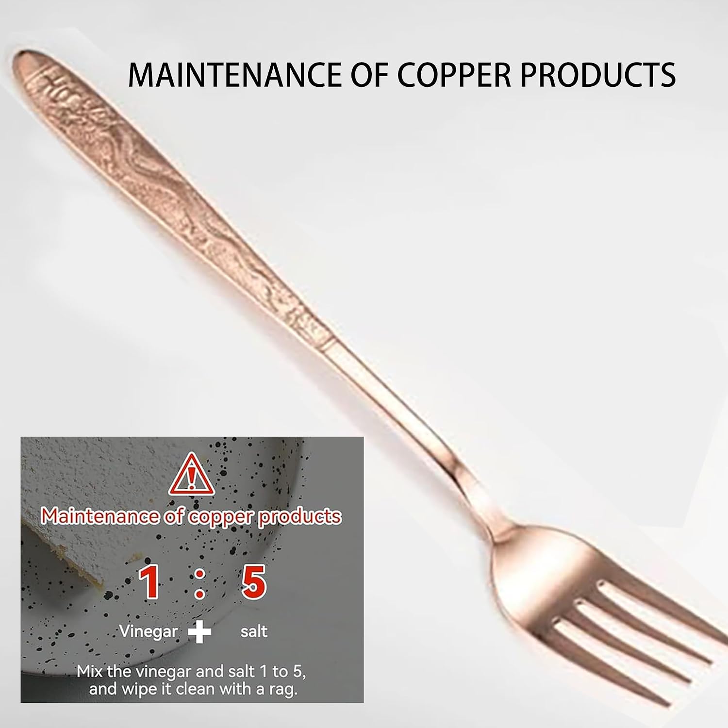 8.5" Copper Dinner Forks, Copper Forks Mirror Finish & Dishwasher Safe, Dessert Table Salad Forks Use for Home Kitchen Restaurant