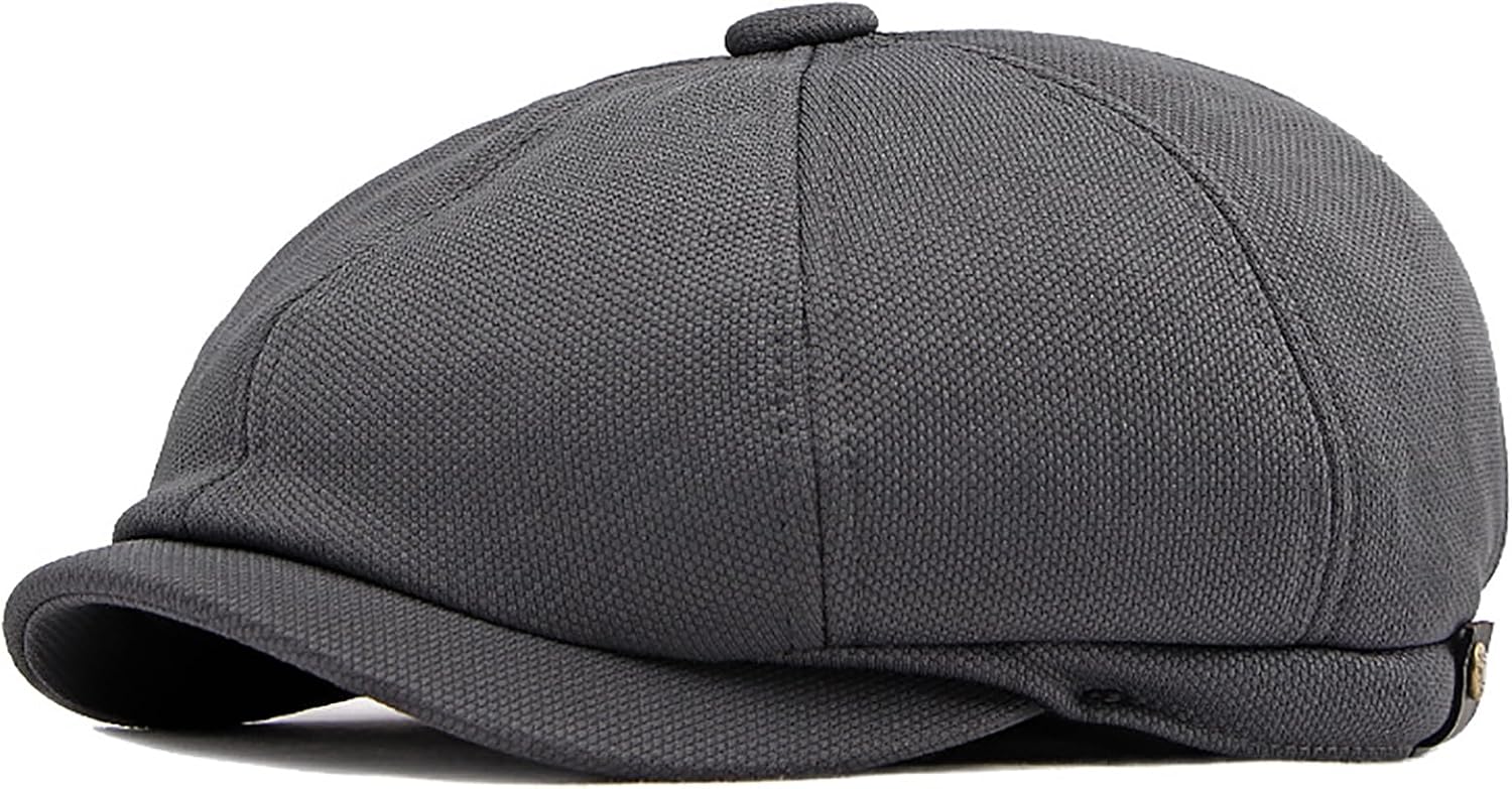 Men's 8 Panel Newsboy Cap Vintage Peaked Cap Adjustable Flat Cap Irish Cabbie Ivy Driving Hunting Hat