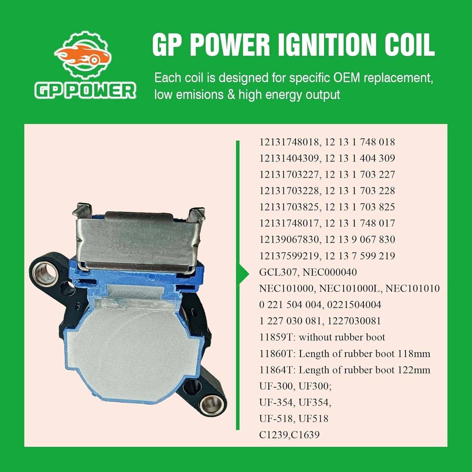 Performance Ignition Coil Packs UF354 Set of 8 Compatible With BMW 540 740 840 M5 X5 Z8 4.4 5.0 V8 M52 M54 M62 S52