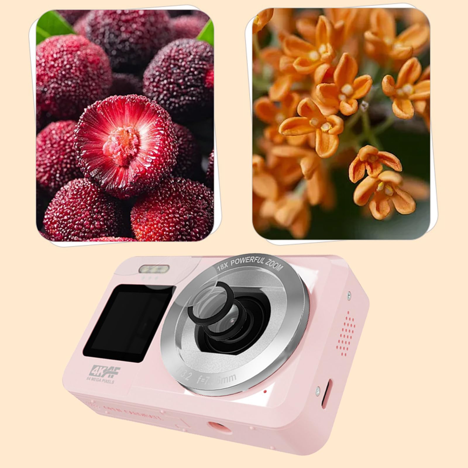 Doppio Schermo 4K Videocamera 64MP 18X Digital Zoom Portatile Per Gli Adolescenti Scuola Attività Viaggi Per Viaggi