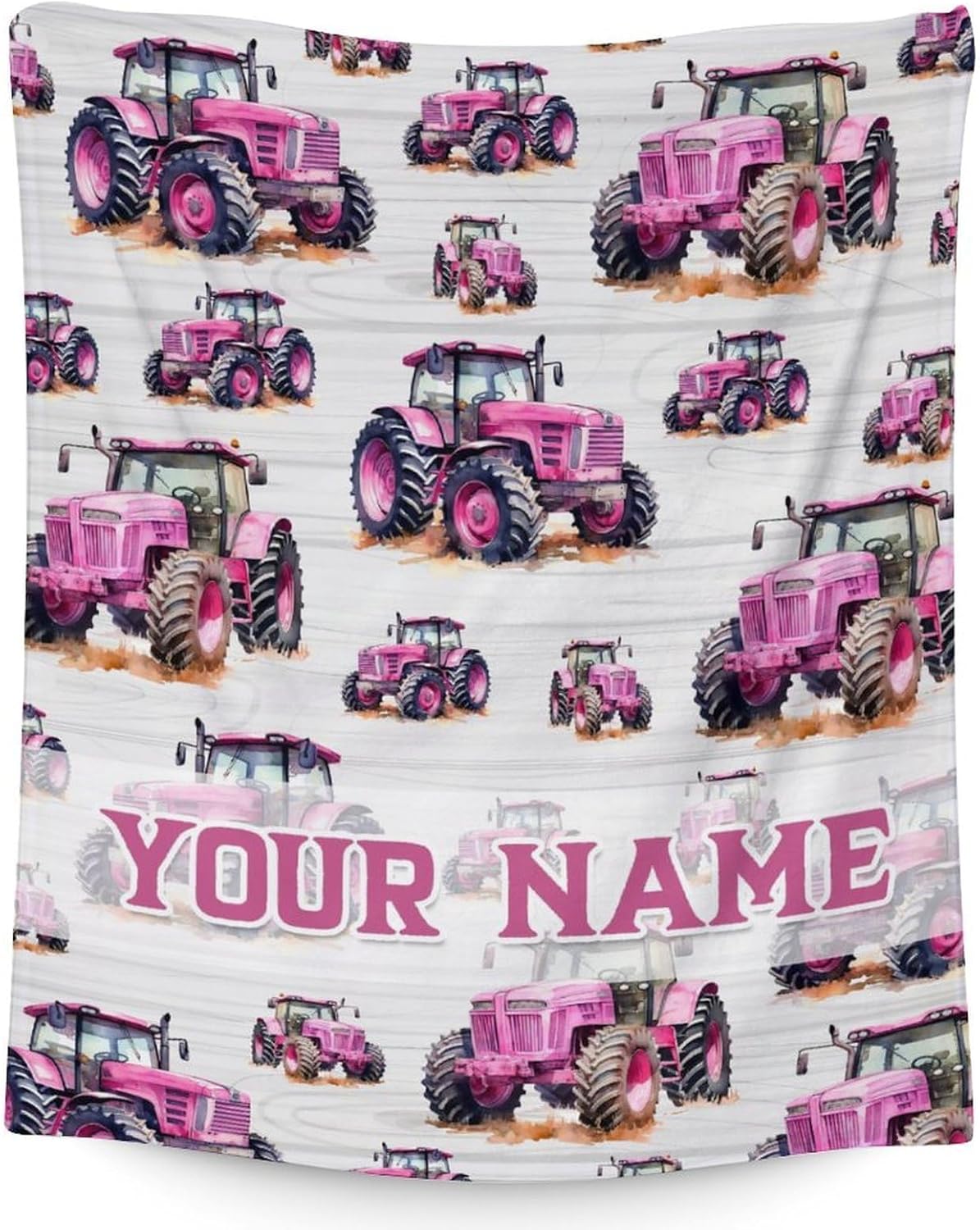 Personalized Tractor Blanket Gift with Name for Boys, Soft & Cozy Tractor Throw Blanket for Kids Teens Adults, Custom 60x80 Inch Fuzzy Throws for Sofa Couch Bed