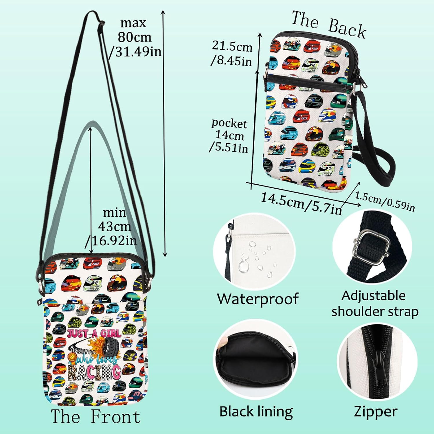 LEVLO Funny Racing Game Crossbody Bag Racing Fans Gifts Racing Lover Shoulder Bag Racing Team Merchandise - Image 4