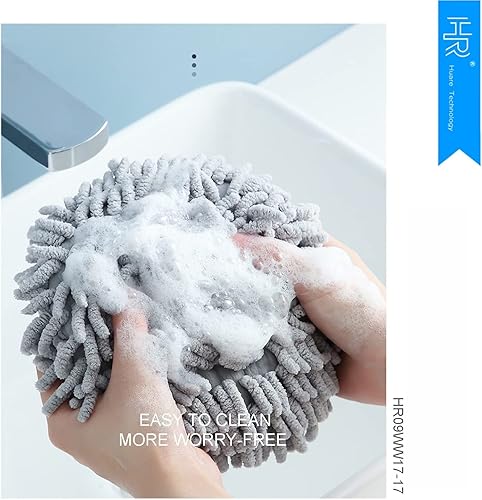 Miniatura 4 de HR Huare Technology Toalla de mano de felpilla mejorada para colgar en la cocina y el baño, de secado rápido, toalla de mano con lazo para colgar,