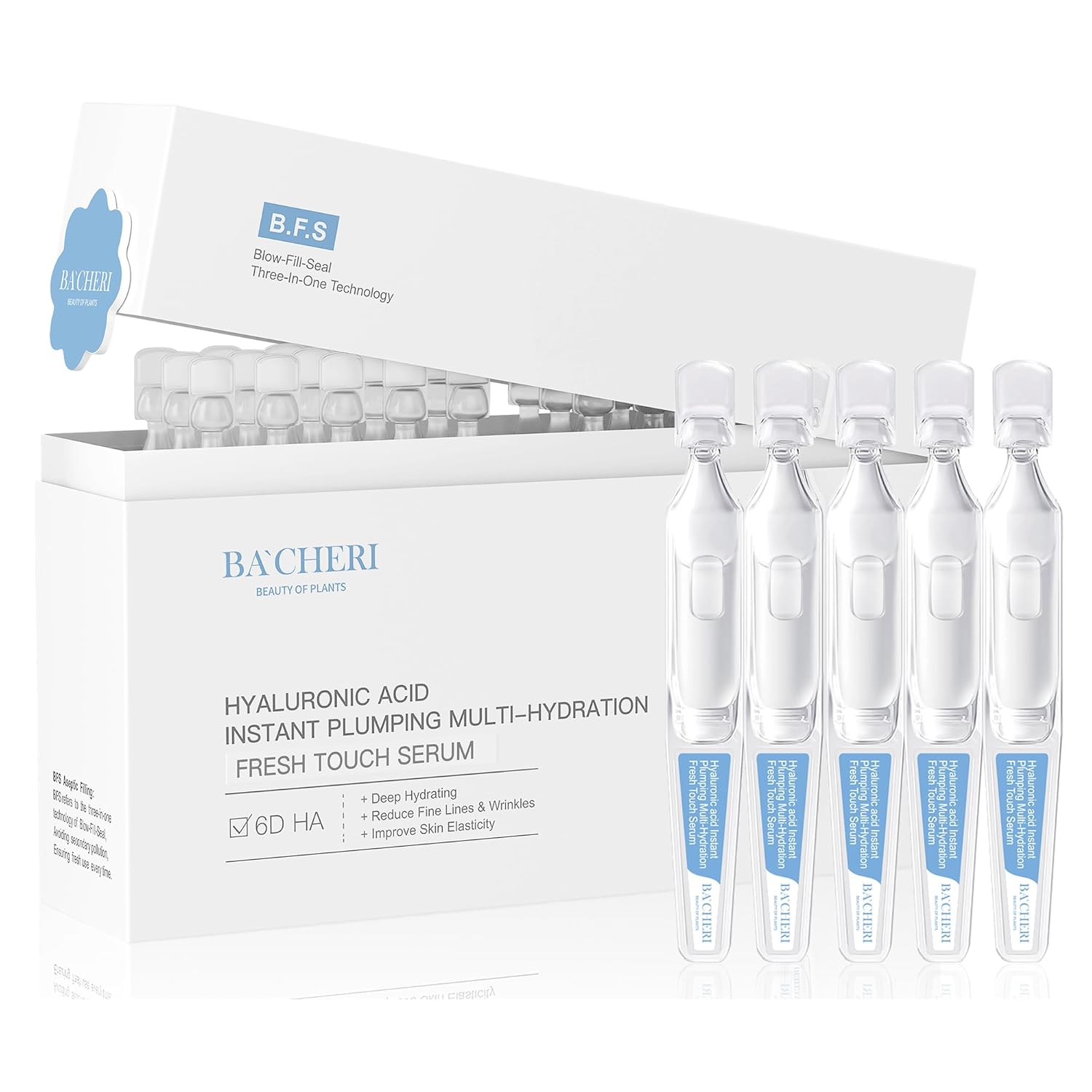 6D Hyaluronic Acid Serum # 1.8 ml * 30 Pcs/Box - Deep Hydration & Multi-Layer Moisture, 6 Types of Hyaluronic Acid Ampoules for Skin Hydration, Lightweight & Nourishing