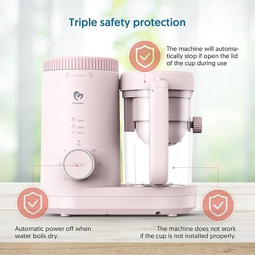 Miniatura 5 de Bellababy - Procesador de alimentos para bebés, batidora de puré con cesta de vapor reversible, un botón, fácil operación y gran apertura para una