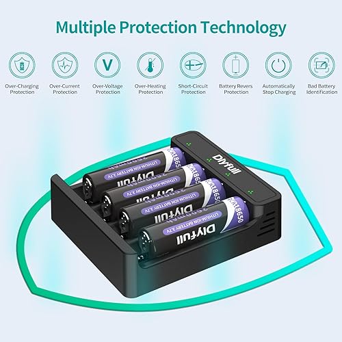 Miniatura 8 de Cargador de batería 18650 para baterías recargables de iones de litio de 3.7 V 26650 21700 16340 (123A) 20700 18500 10340 10440 14500 17335 17670