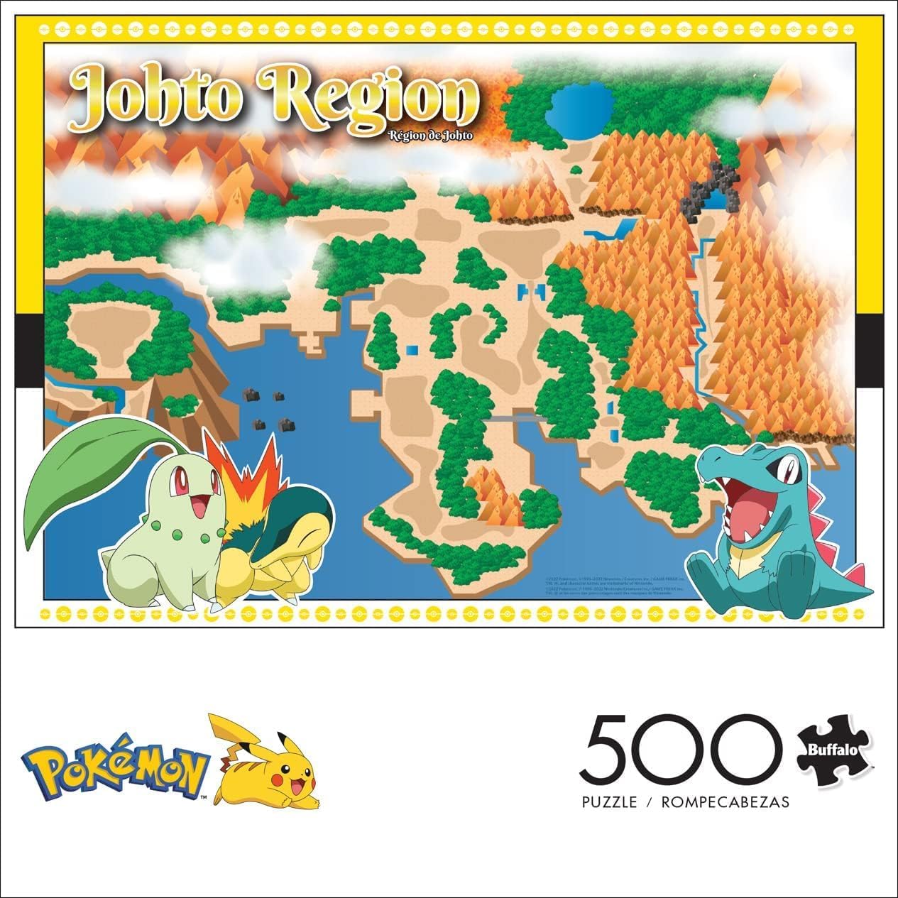 Buffalo Games - Pokemon- Johto Region - 500 Piece Jigsaw Puzzle for Adults -Challenging Puzzle Perfect for Game Nights - Finished Size is 21.25 x 15.00