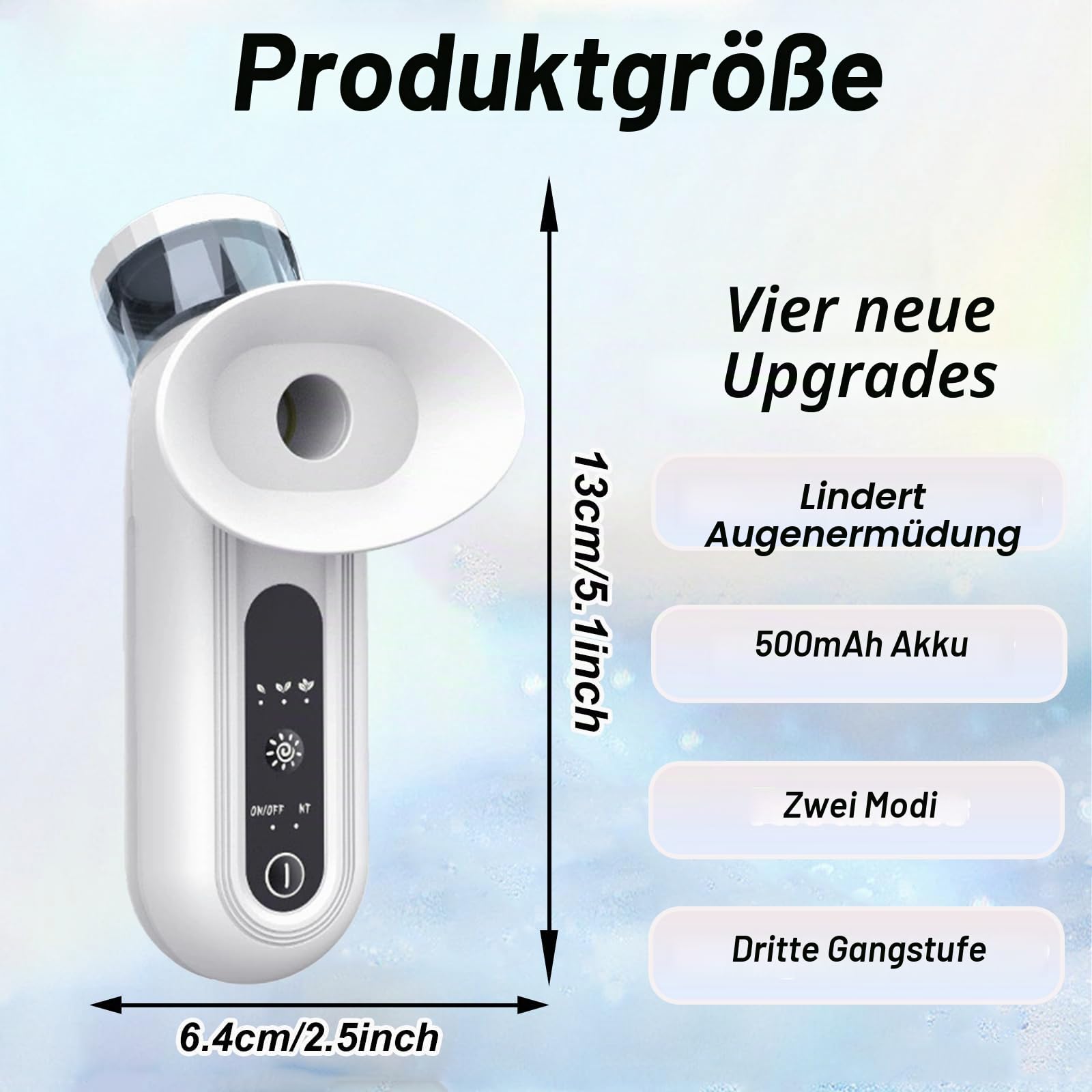 Nano Spray, Gesichtsdampfer, Augennebel-Dampfsprüher Face Steamer, Nano Eye Mist Steam Sprayer, Nano-Luftbefeuchter Für Trockene Augen, Tragbares Augenschutz-Pflegegerät, Warme Kompresse Feuchte Wärme