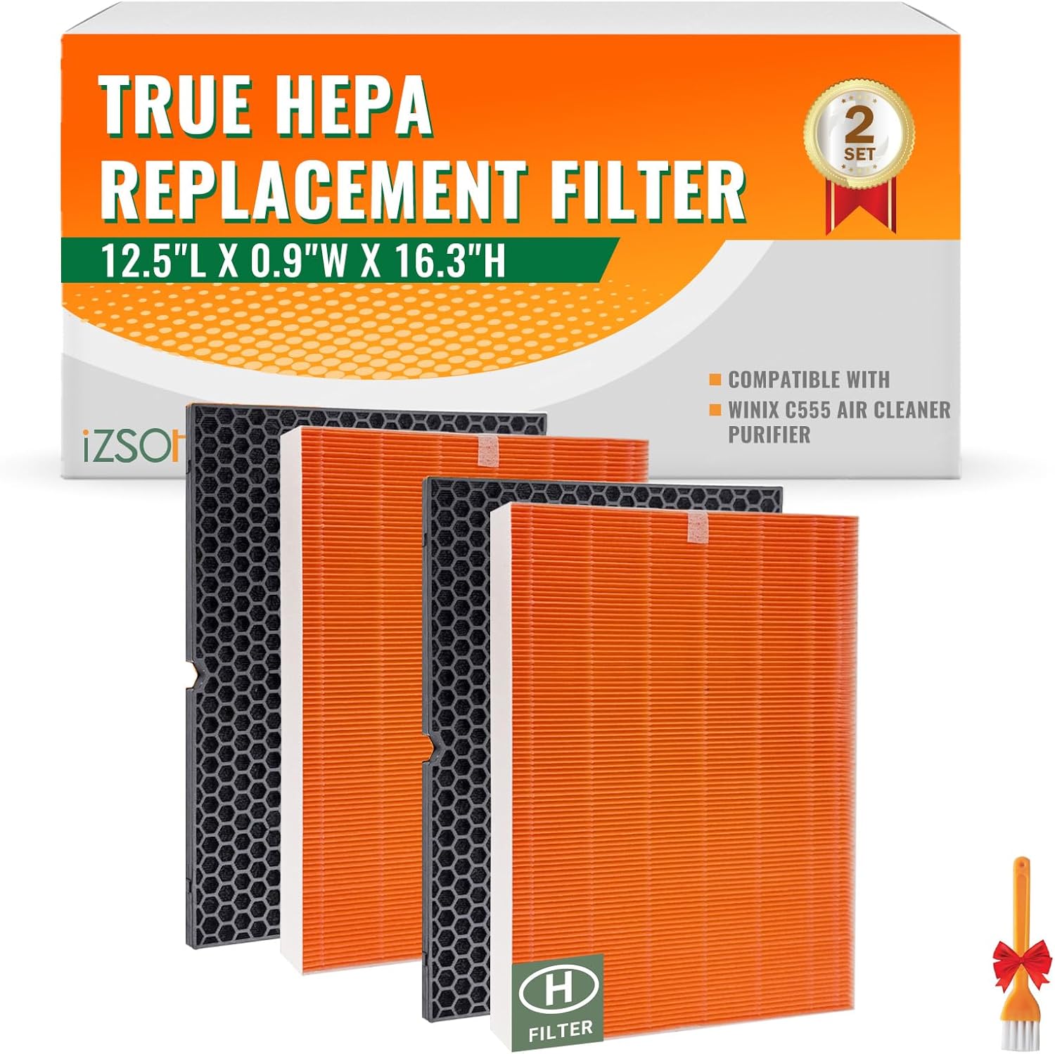 Compatible with Winix C555 Air Cleaner Purifier,116131 True HEPA Replacement Filter,H13 Grade True HEPA Filter,Compares to 116131 Filter I (2 Set)