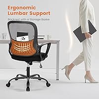 Vista 7 de Sweetcrispy Ergonomic Mid-Back Mesh Home Office Desk Chair with Wheels, Lumbar Support, and Comfortable Armrests for Home, Bedroom, Study, Office
