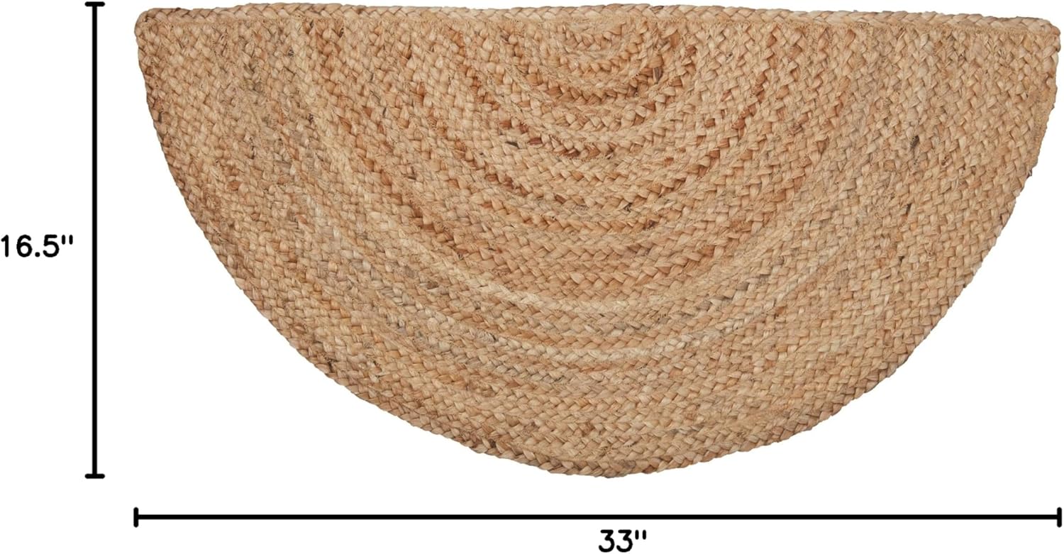 VHC Brands Natural Jute Rug Country Farmhouse Entryway or Kitchen Small Welcome Mat Half Circle 16.5x33