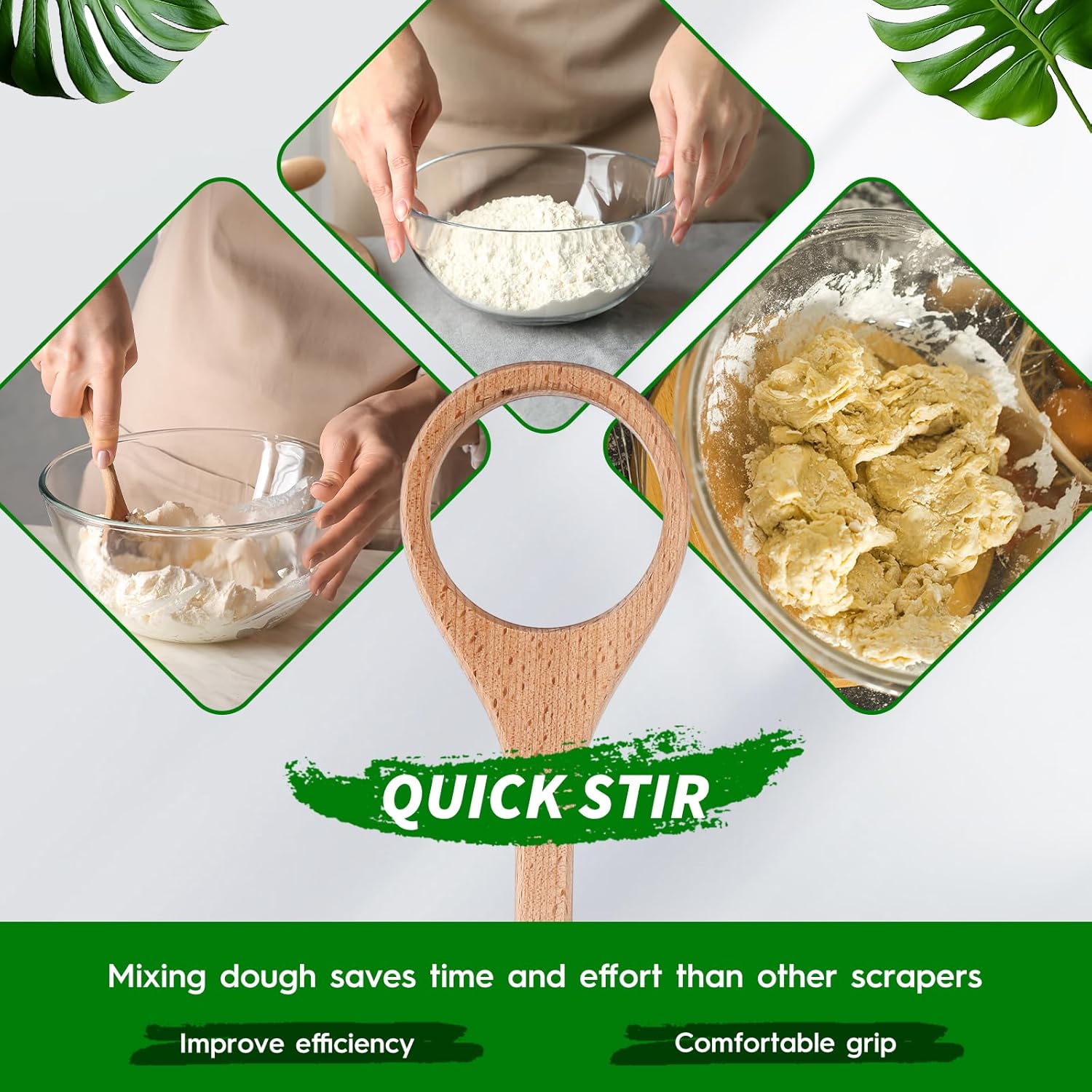 12 Inch Wooden Danish Dough Whisk Sourdough Whisk Dough Mixer Bread Whisking Tool for Mixing Sourdough Bread Baking Supplies for Pastries, Egg, Pizza(1 Pcs) - Image 5