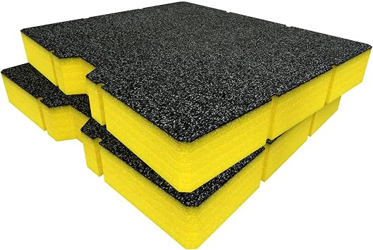 Shadow Foam Inserts for StackTech Single Drawer Tool Box   Foam for Tool Box Organisation   DIY Insert for Tool Boxes & Tool Storage Systems   Toolbox Organiser - Twin Pack - Yellow 50mm Depth