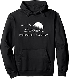 Minnesota - Loon and Trees in Moonlight Pullover Hoodie